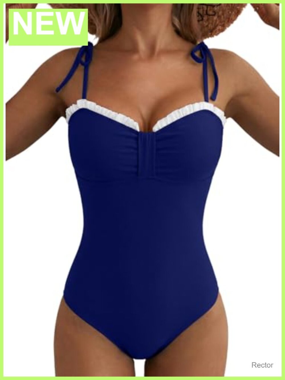 Herseas Women's Striped Tie Shoulder One Piece Swimsuit High Cut